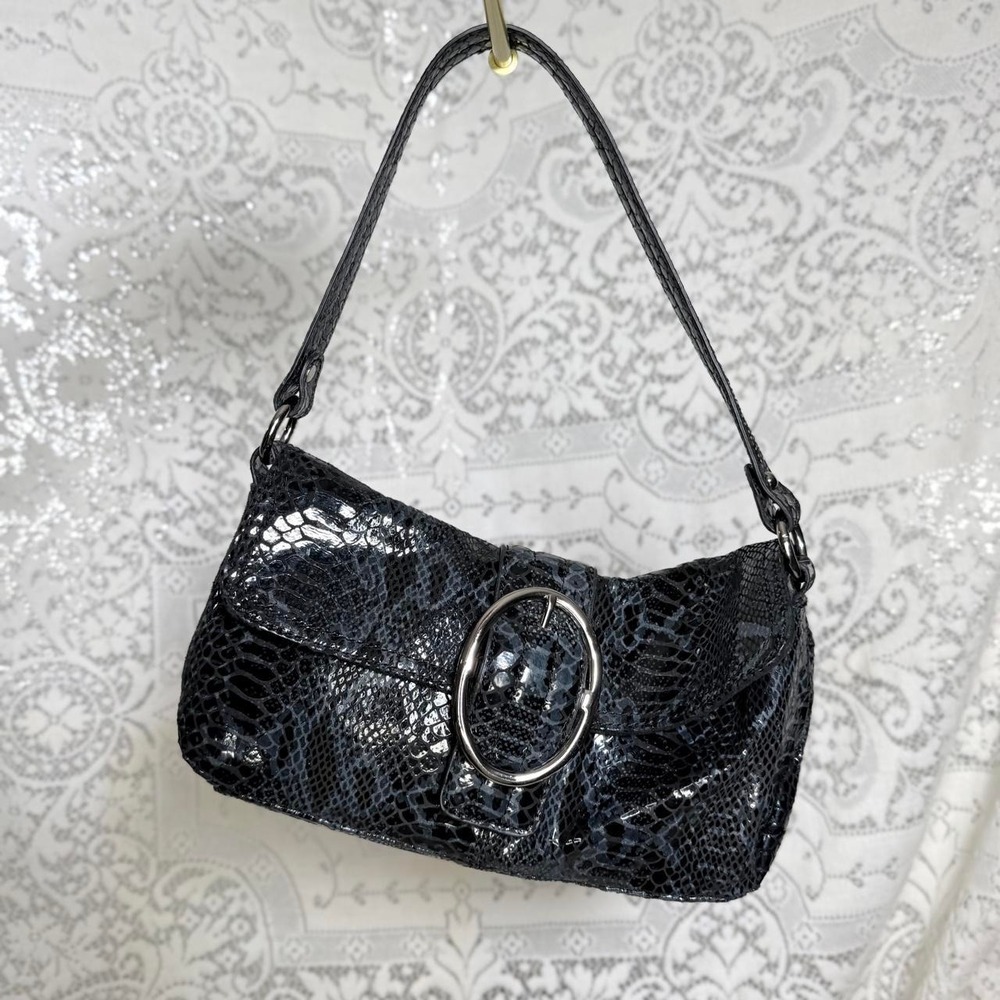 Alfani Black Snakeskin Embossed Shoulder Bag